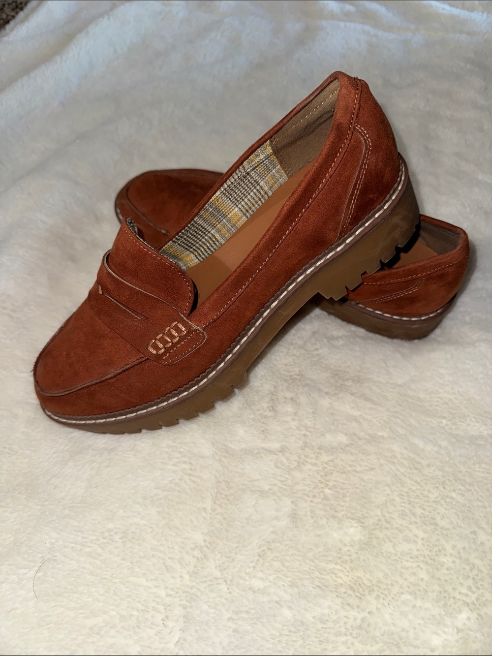 Maurices Rust Suede Lug Sole Penny Loafers